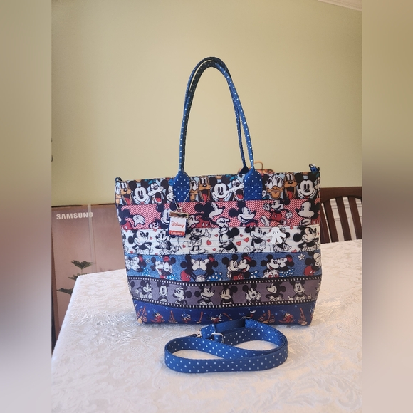 Harveys Seatbelt Mickey Patchwork Medium Streamline Tote💕 - Picture 1 of 9